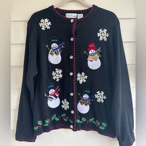 B.P. Design Snowman Christmas Sweater with Holly Berries Size Large